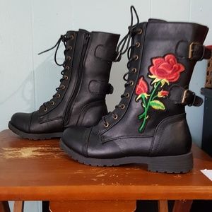 Wild diva lounge Tasha embroidered lace up boots